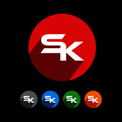 SK Letter Black Background Vector Template 