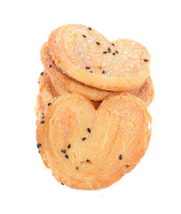 Black heart sesame biscuit  isolated on white background