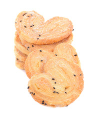 Black heart sesame biscuit  isolated on white background