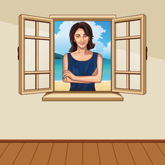 Pop art beautiful woman cartoon