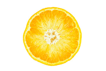 Drying orange slice on white background.