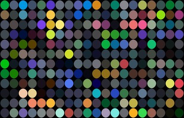 Dots pattern. Multicolor mosaic. Disco party background. Festive decoration. Yellow blue green pink shimmer.