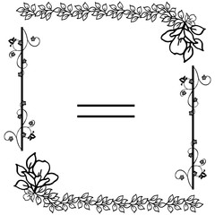 Black and white floral frame element. Vector