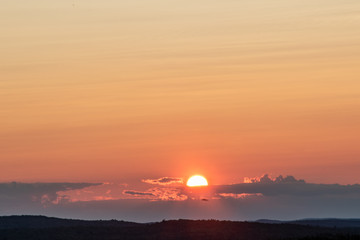 Soft coral sky over Algonquin Park at Look Out Trail sunset