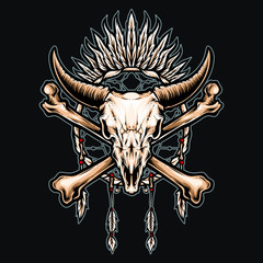 buffalo skull indian symbol © InksyndromeArtwork