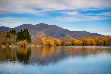 autumn landscape with lake and trees