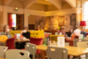 Unfocused of the beautiful decorations of cafe in museum or restaurant in rusty vintage style