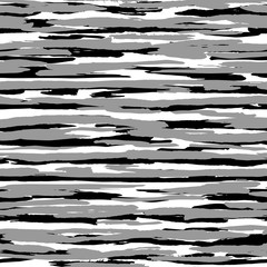 Artistic brush stripes seamless pattern. Hand drawn black and gray ink stripe