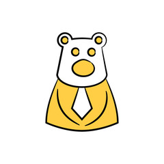 business bear icon yellow doodle theme