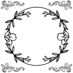 Black and white flower frame in retro style. Vector