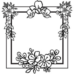 Abstract element floral frame black and white. Vector