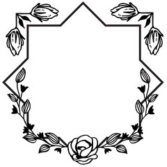 Card for motif of leaf flower frame, on white background. Vector