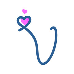 Initial V Love Logo