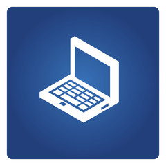 laptop icon solid isometric design on blue background