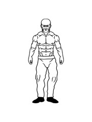 körper hose glatze bauchmuskeln brustmuskeln hübsch muskeln muckis kräftig kraft bodybuilder stark sexy schön fitness pumpen posen mann kerl männlich training clipart