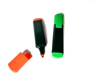Orange and green text marker with white background