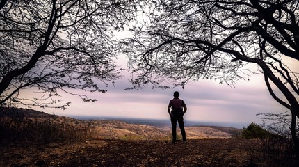 Alone man on the hill