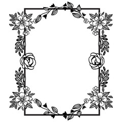 Decorative pattern frame for beautiful leaf flower. Vector