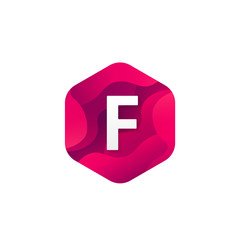 Obraz premium Trendy isolated F letter logo company sign hexagon shape icon vector design.