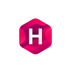 Trendy isolated H letter logo company sign hexagon shape icon vector design.