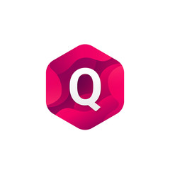 Trendy isolated Q letter logo company sign hexagon shape icon vector design.