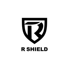 R shield initial emblem logo design