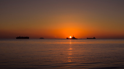 Fototapeta na wymiar sunset at the sea lae lae island makassar indonesia