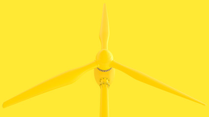 Yellow wind turbines energy production.