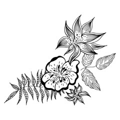 Summer tropical leaf. Floral botanical flower. Hand drawn vector illustration. Tropical leaf palm icon