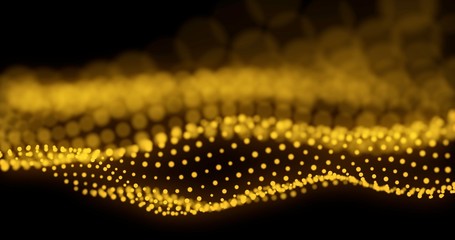 Abstract Gold Particle and gold bokeh background