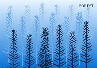 Blue forest background design. vector illustration