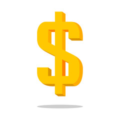 US Dollar symbol. Golden 3D