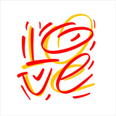 Hand drawn Love badge icon. Valentines Day poster card invitation banner. Romantic quote vector lettering typography. Calligraphy