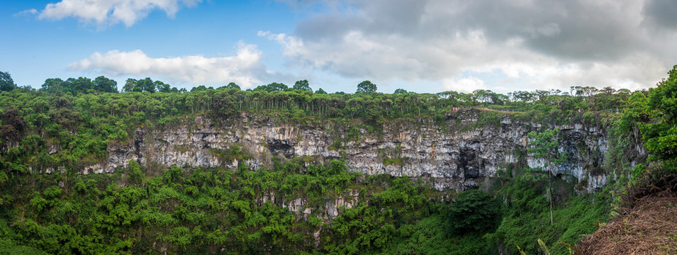 Panorama of one of the Gemelos craters in Santa Cruz island Galapagos