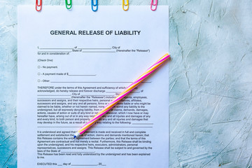 General Release of Liability form