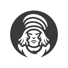 Rastafarian. Reggae boy Vector silhouette sign.