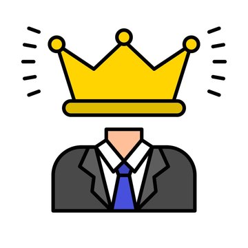 Businessman with crown head vector, filled style editable outline icon