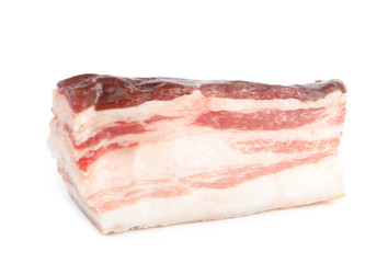 Piece of tasty bacon isolated on white
