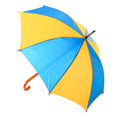 Modern opened bright umbrella isolated on white