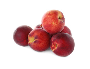 Delicious ripe sweet peaches isolated on white