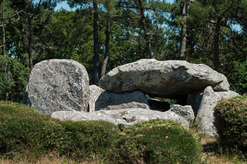 view of the famous dolmen megalith in Carnac -  Britany - France view of the famous dolmen megalith...