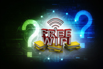 3d illustration WiFi symbol with folder