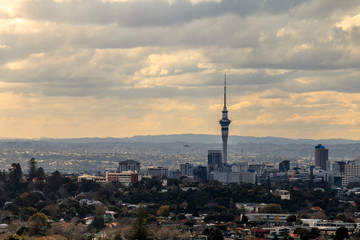 Sky Tower view from One Tree Hill at Auckland, New Zealand