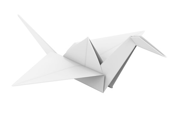 Origami Paper Crane Isolated