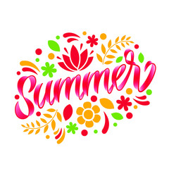 Vector hand written lettering Summer. Lettering vector EPS 10 calligraphy phrase isolated on the background. Summer fun brush ink typography for photo overlays, t-shirt print, flyer, poster design