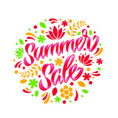 Summer Sale lettering. Flower background. Vector illustration