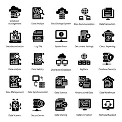 Big Data Solid Icons Set