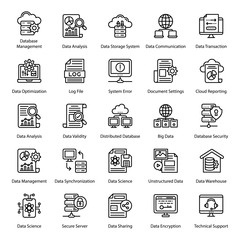 Big Data Line Icons Set