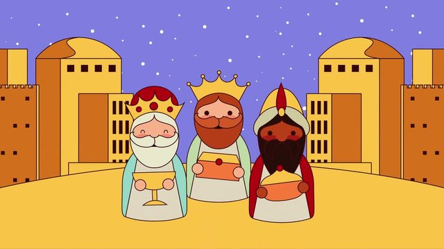 cute wise men manger characters animation