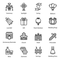 Line Icons of Love and Valentine 